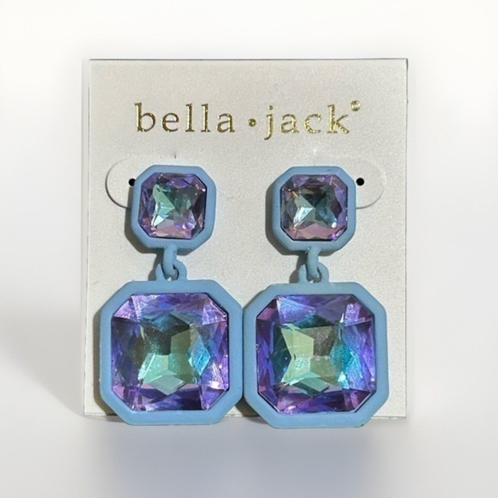 Bella Jack Square Stone Mystic Purple Earrings